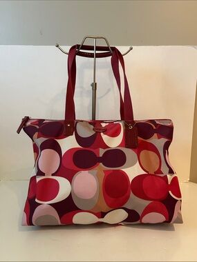 Vintage Coach Op Art Y2K  Large Signature Tote/Shoulder Bag So Nice RARE!!